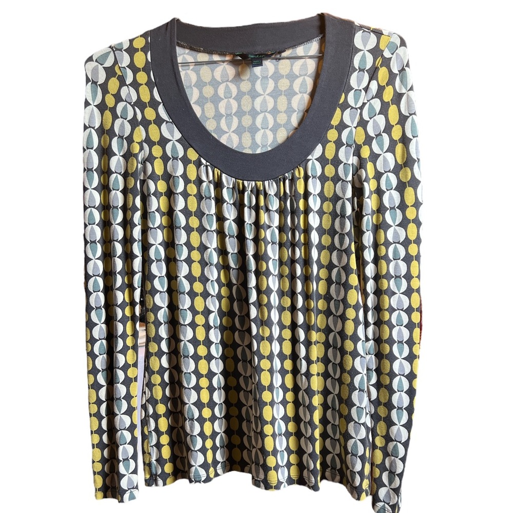 Boden gray and green polka dot pullover blouse. EC. Size 8